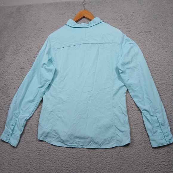 Columbia Omni-Shade Women's Long Sleeve Size L Light Blue UPF Sun Protection - Picture 3 of 9